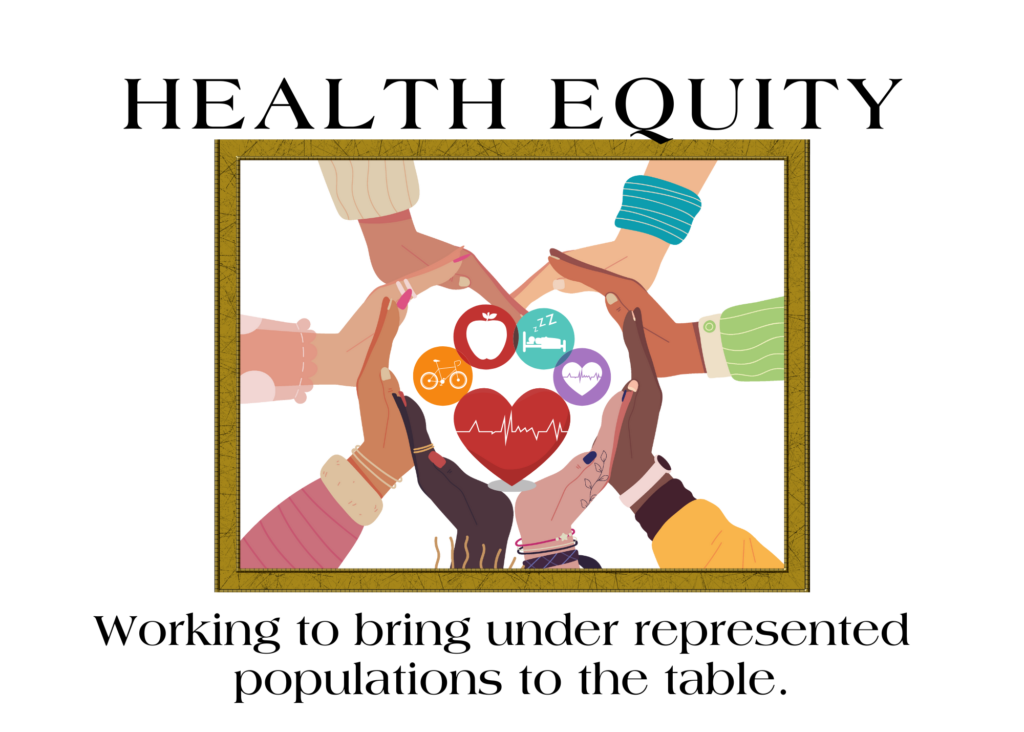 Health equity is for everyone. Hands making a heart.